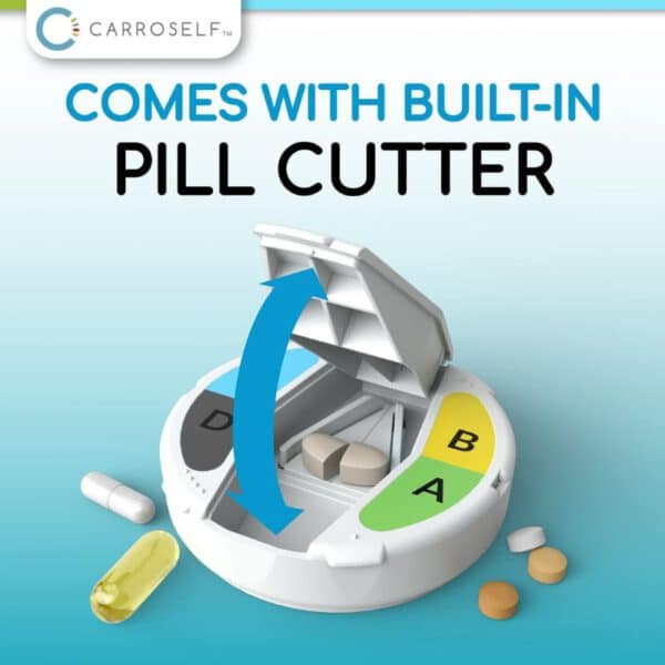 Small Pill Organizer Box To Go with Pill Cutter - Image 3