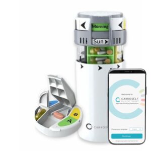 Carroself mini set -Smart Pill Dispenser + To-Go pill box + CarroSelf  Reminder App